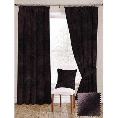 Aubergine Black Crushed Velvet Curtains